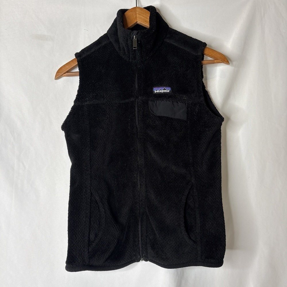 Patagonia Womens Small Black Re-Tool Fleece Polartec Full Zip Vest Gorpcore‎